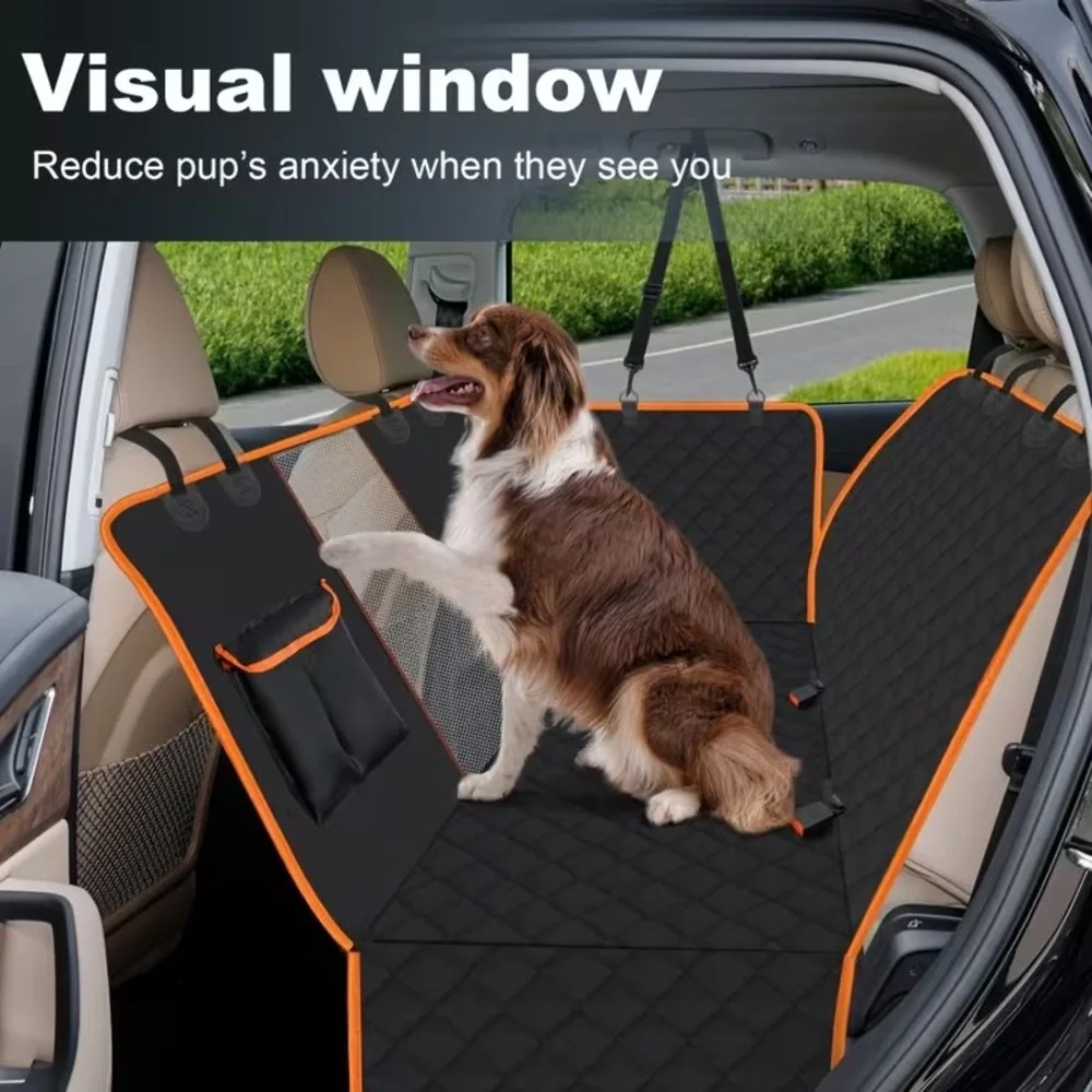 Dog Pet Car Seat Cover for Back Seat, Heavy Duty, Mesh Window, Side Door Flaps